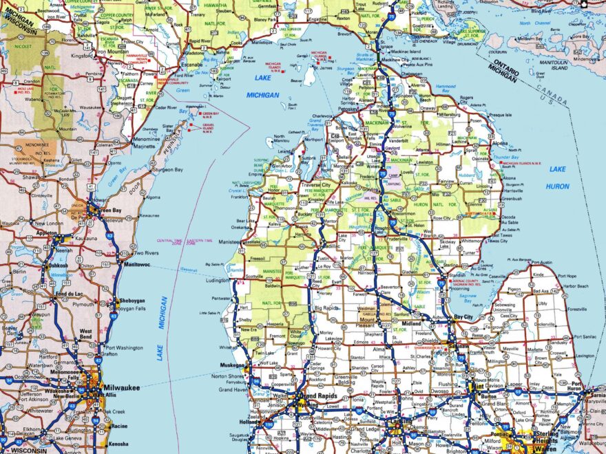 Michigan Road Map Ontheworldmap