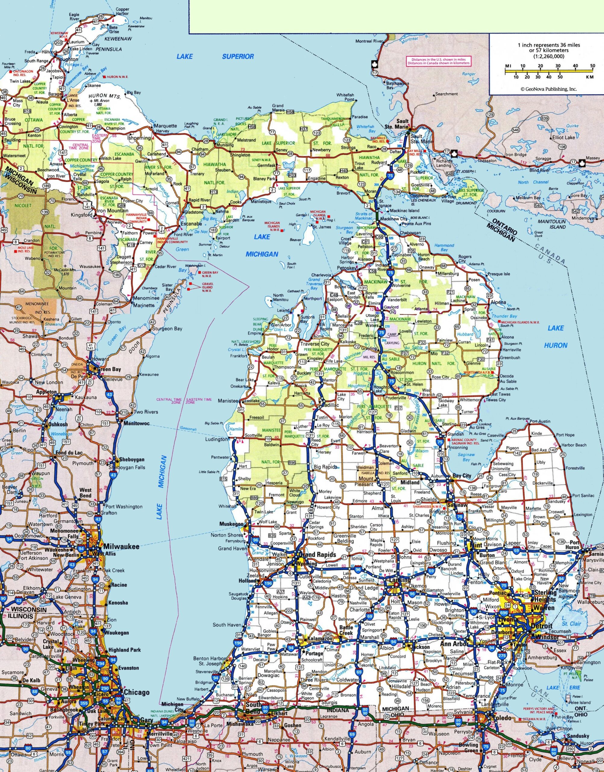 Michigan Road Map Ontheworldmap