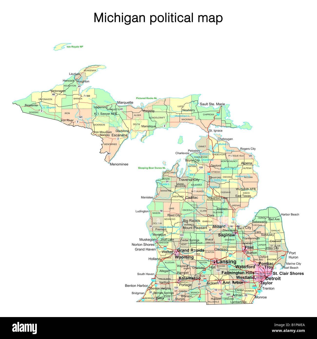 Printable Michigan Map With Cities