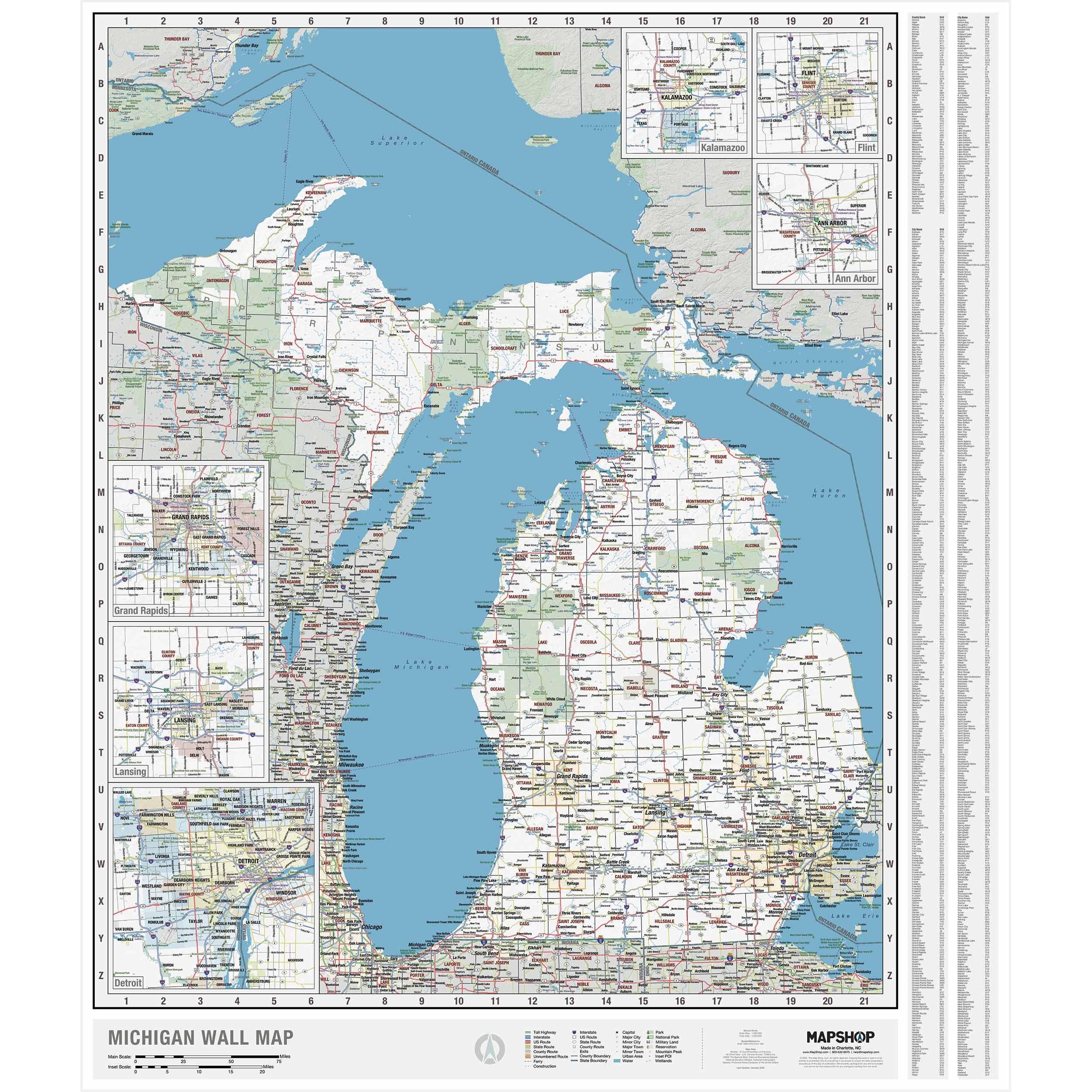 Michigan State Wall Map By MapShop The Map Shop
