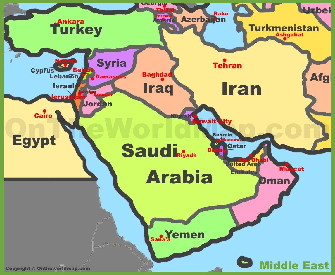 Printable Map Of Middle East