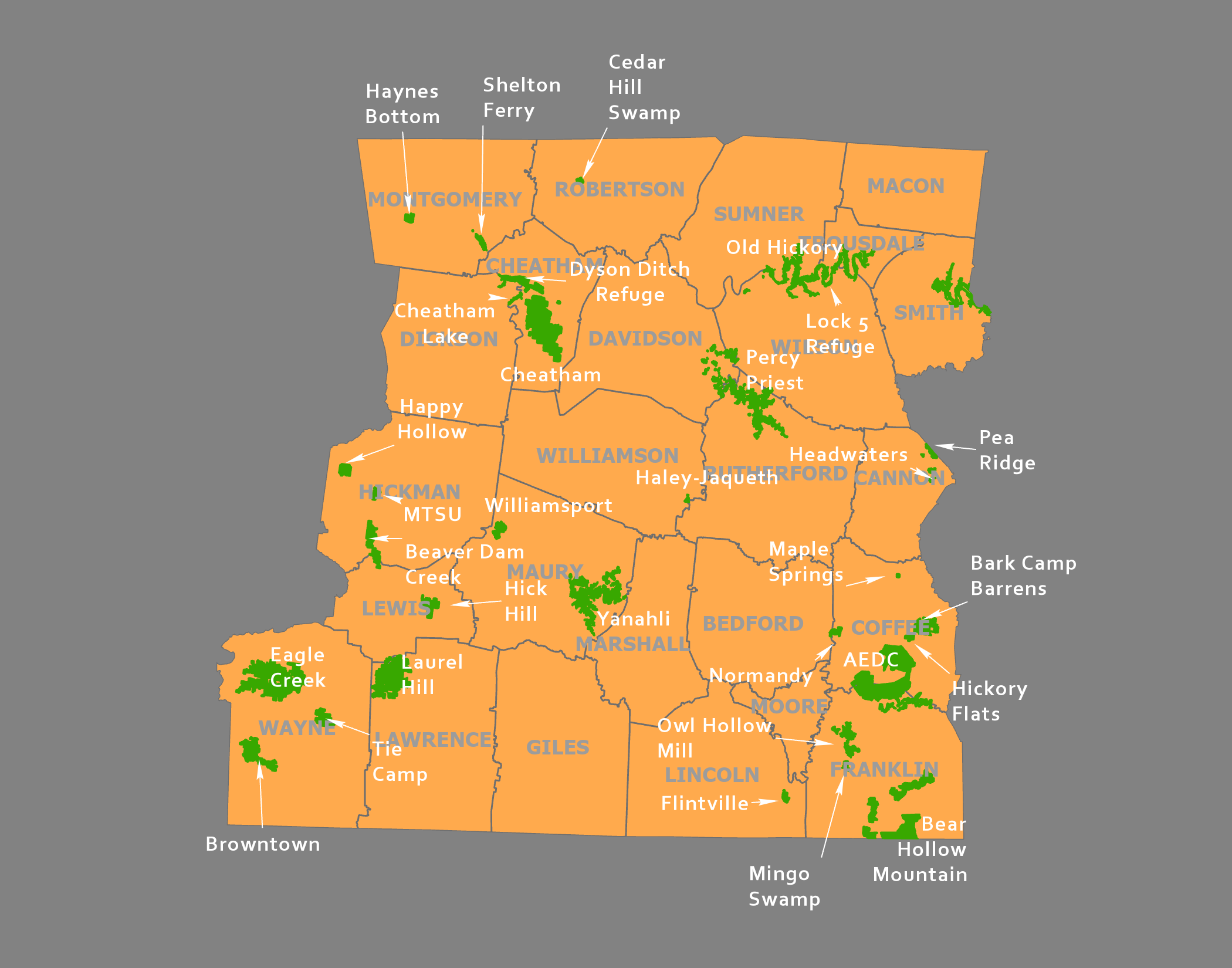 Printable Map Of Central Tennessee