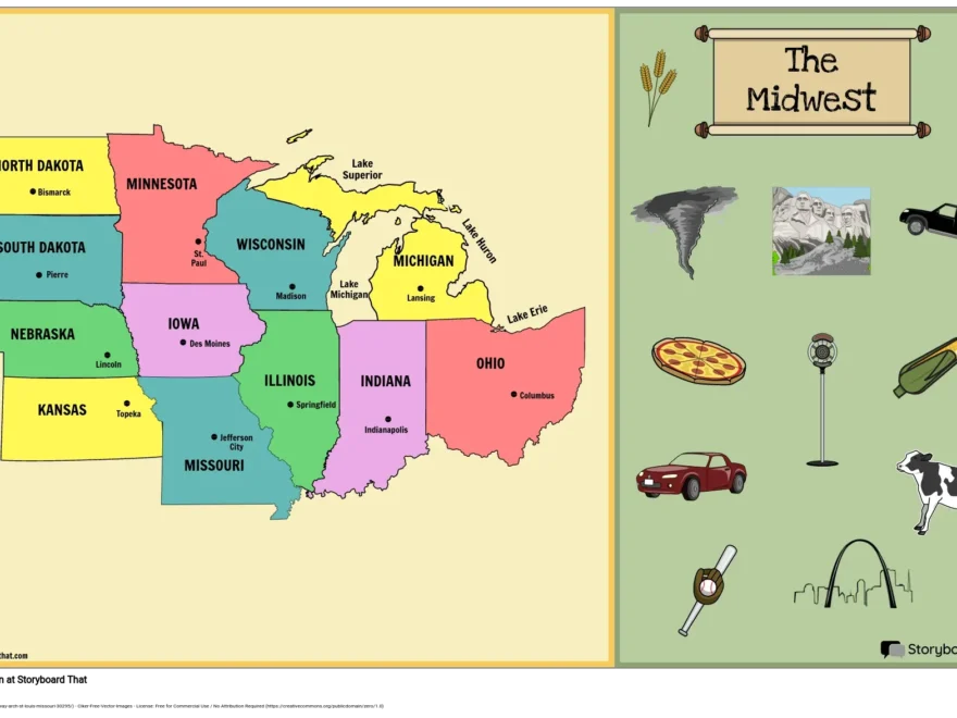 Midwest Map Activity Label Capitals With Storyboard That