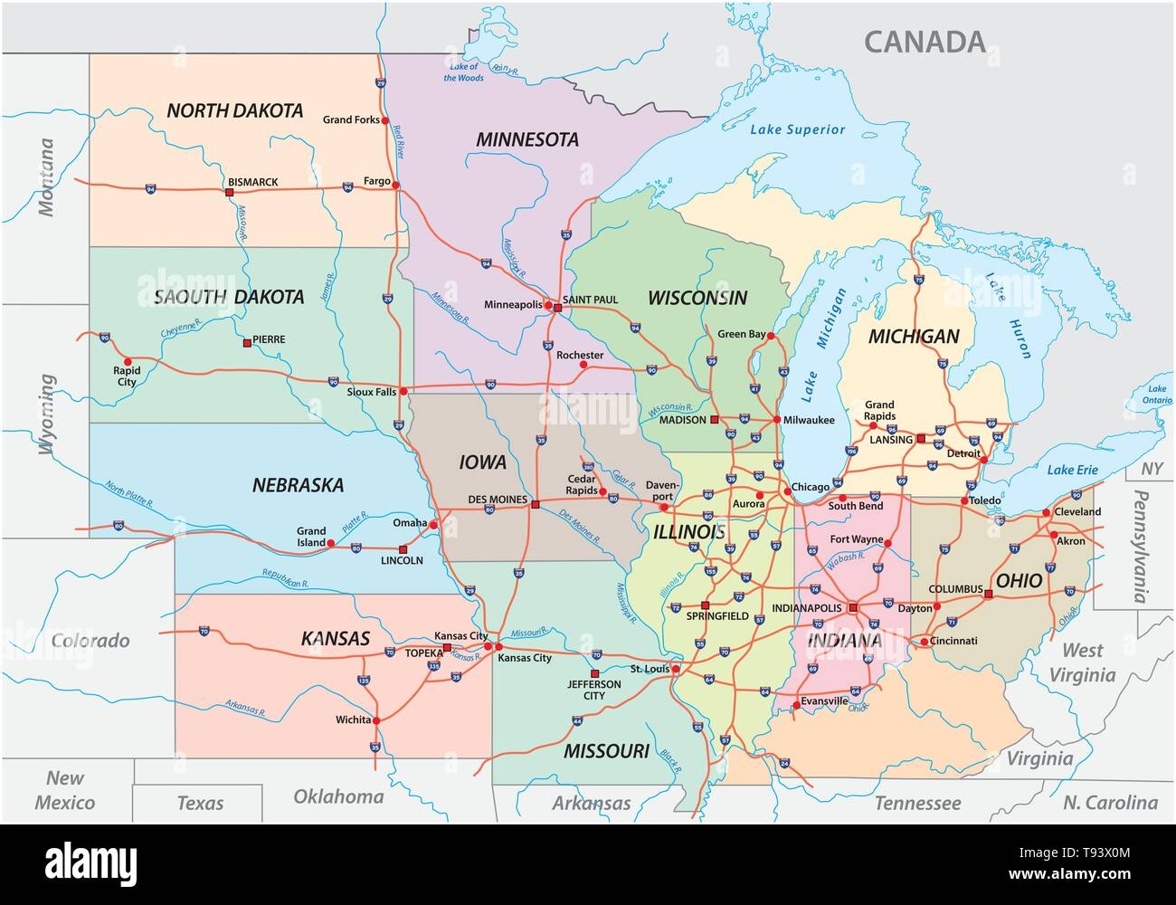 Midwest Map Hi res Stock Photography And Images Alamy