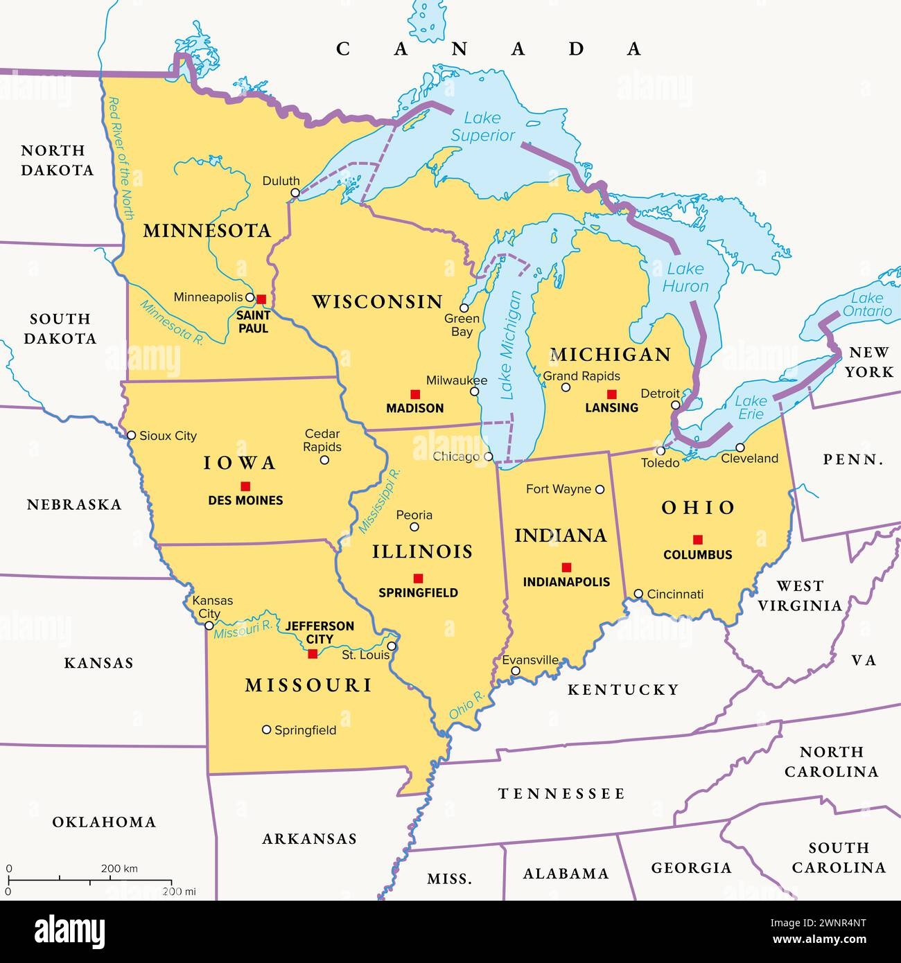 Midwest Map Hi res Stock Photography And Images Alamy