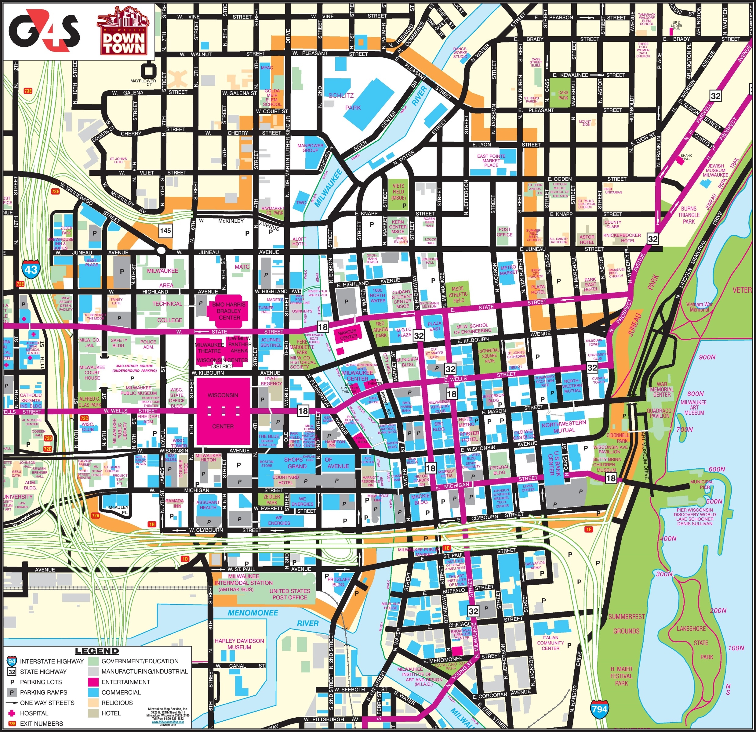 Milwaukee Downtown Map Ontheworldmap