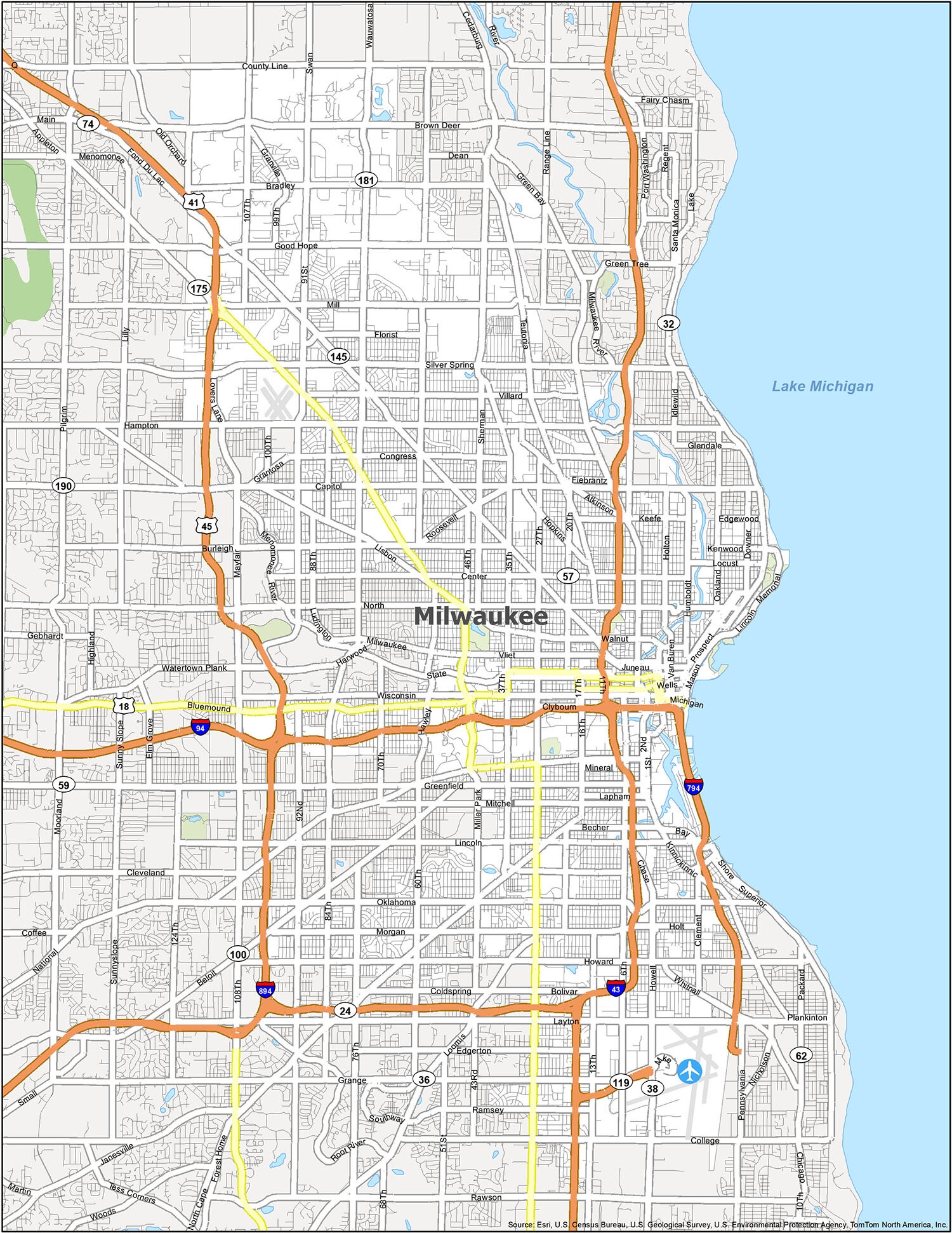 Milwaukee Downtown Map Printable