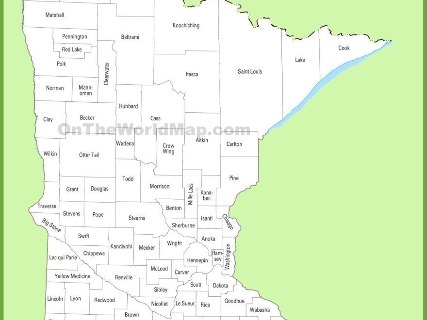 Minnesota County Map Ontheworldmap