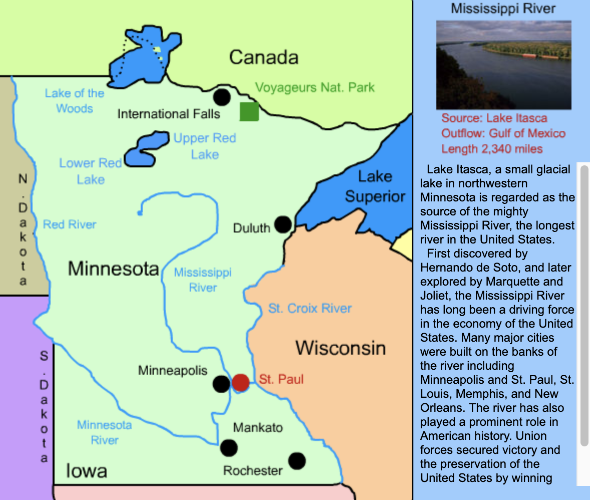 Minnesota Interactive And Printable Maps Of Minnesota For Kids Teachers And Parents