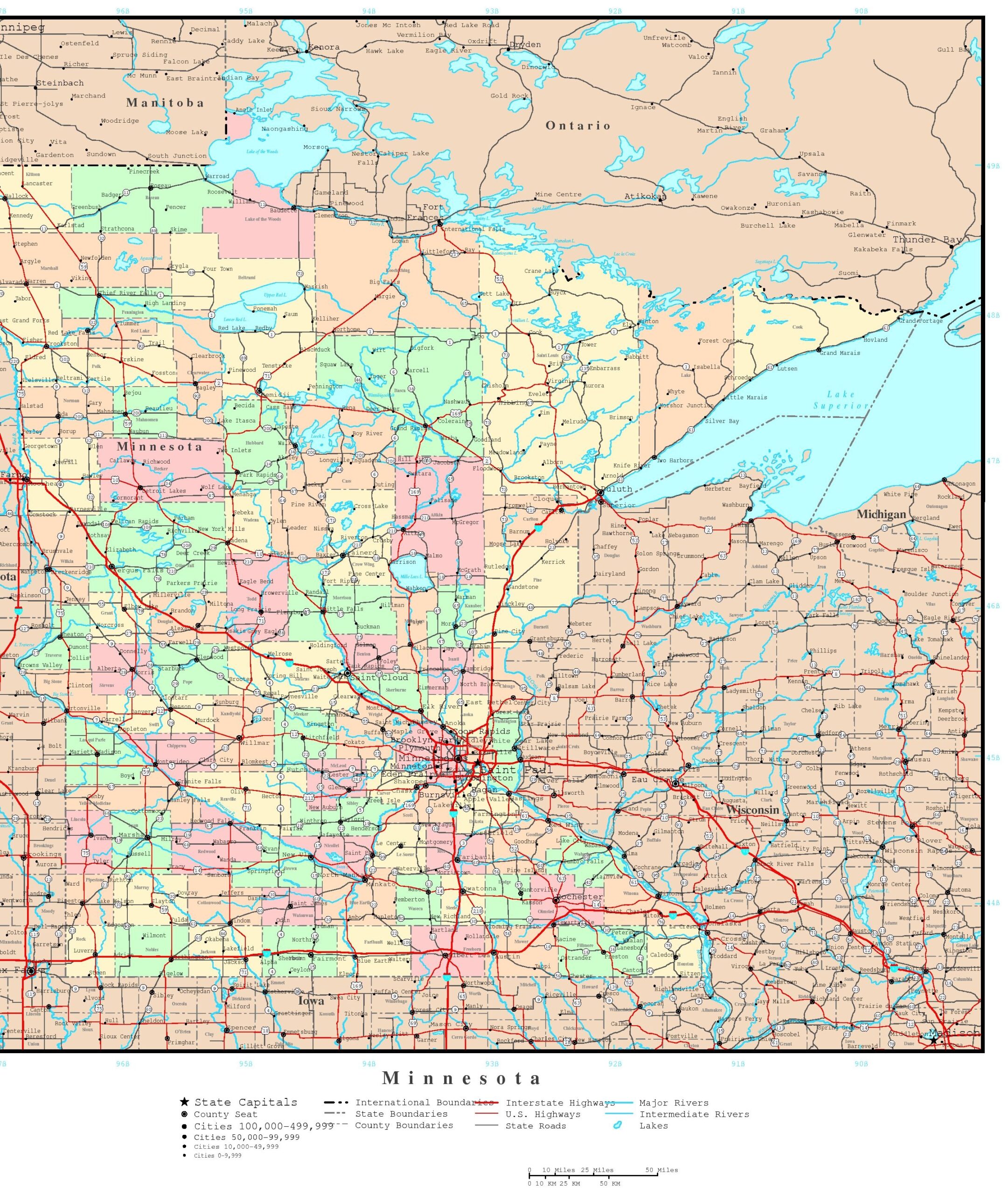 Printable Map Of Mn