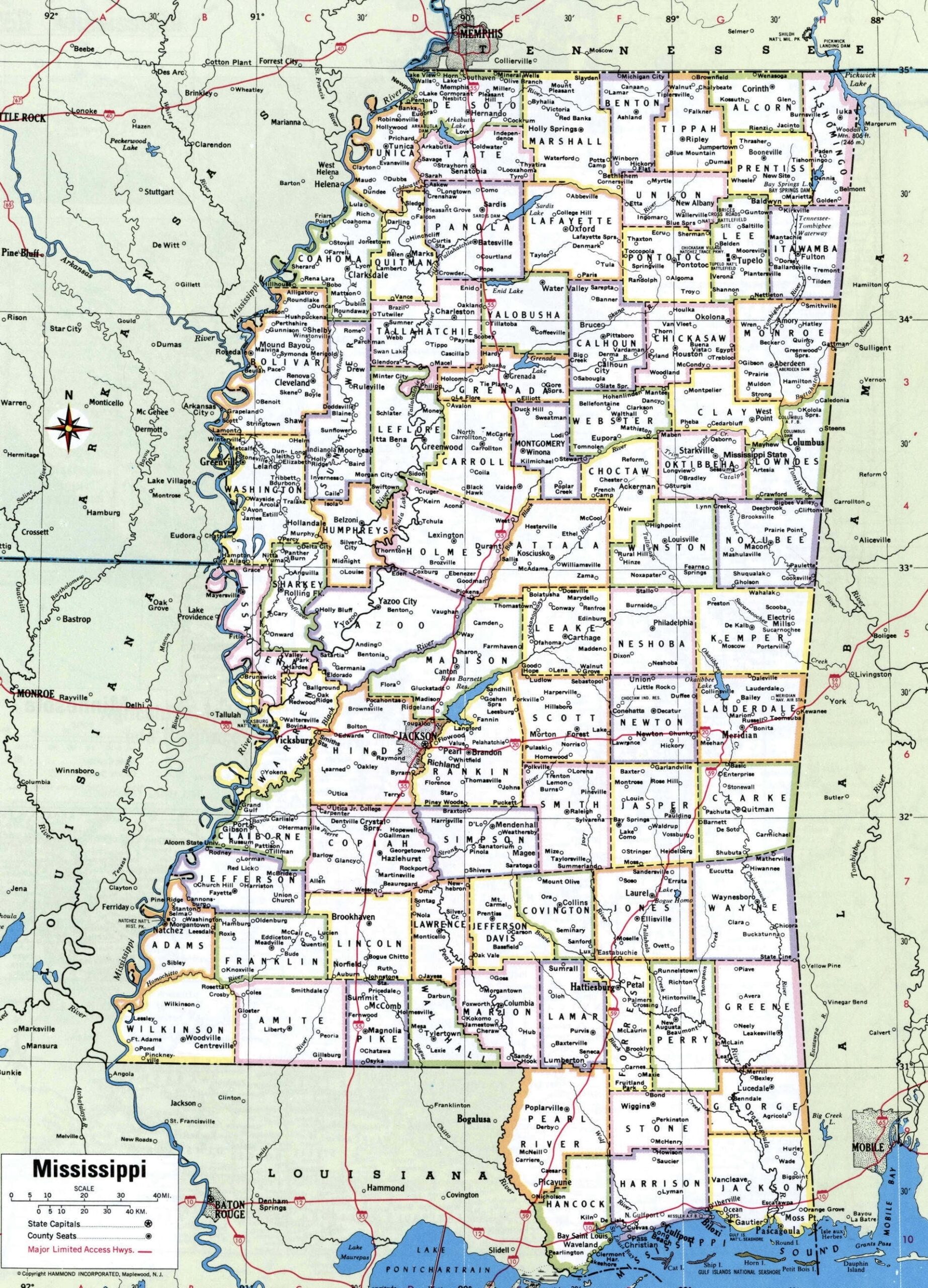 Mississippi County Counties Map Glossy Poster Picture Photo Print Banner Conversationprints Walmart Business Supplies
