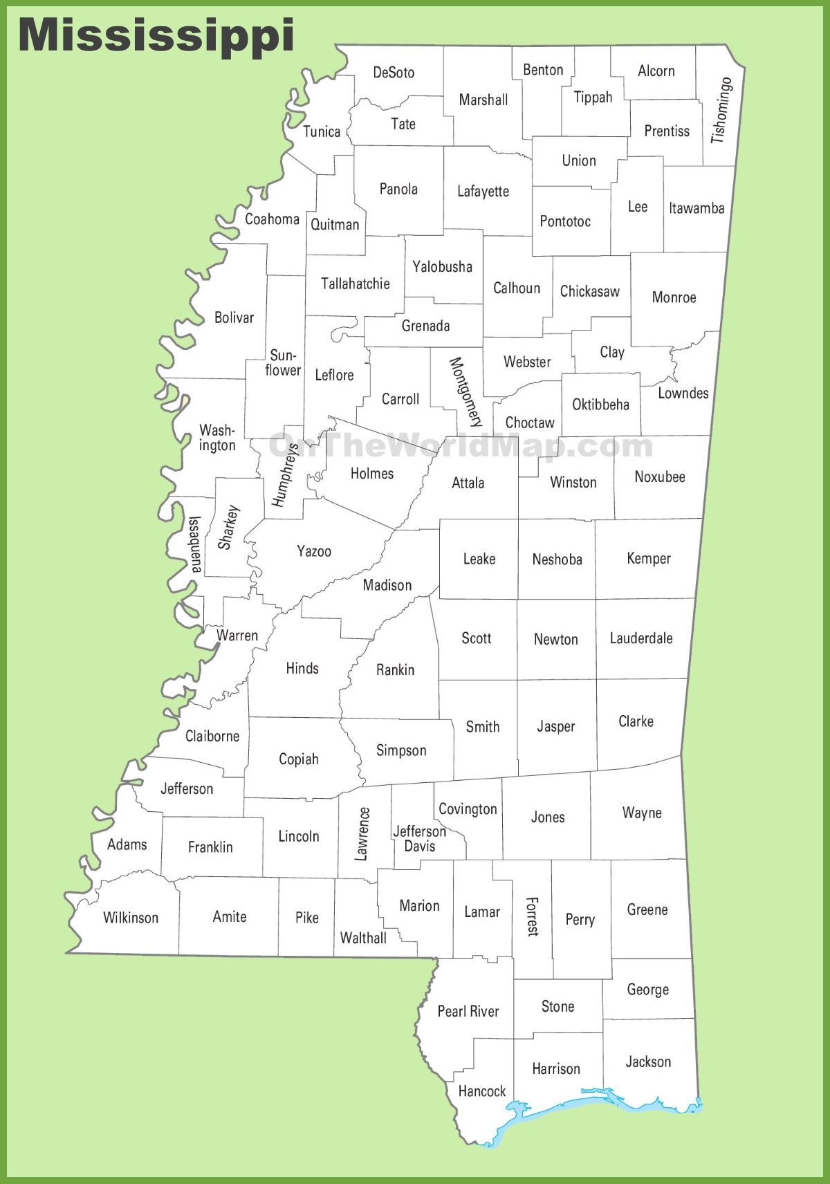 Mississippi County Map Ontheworldmap