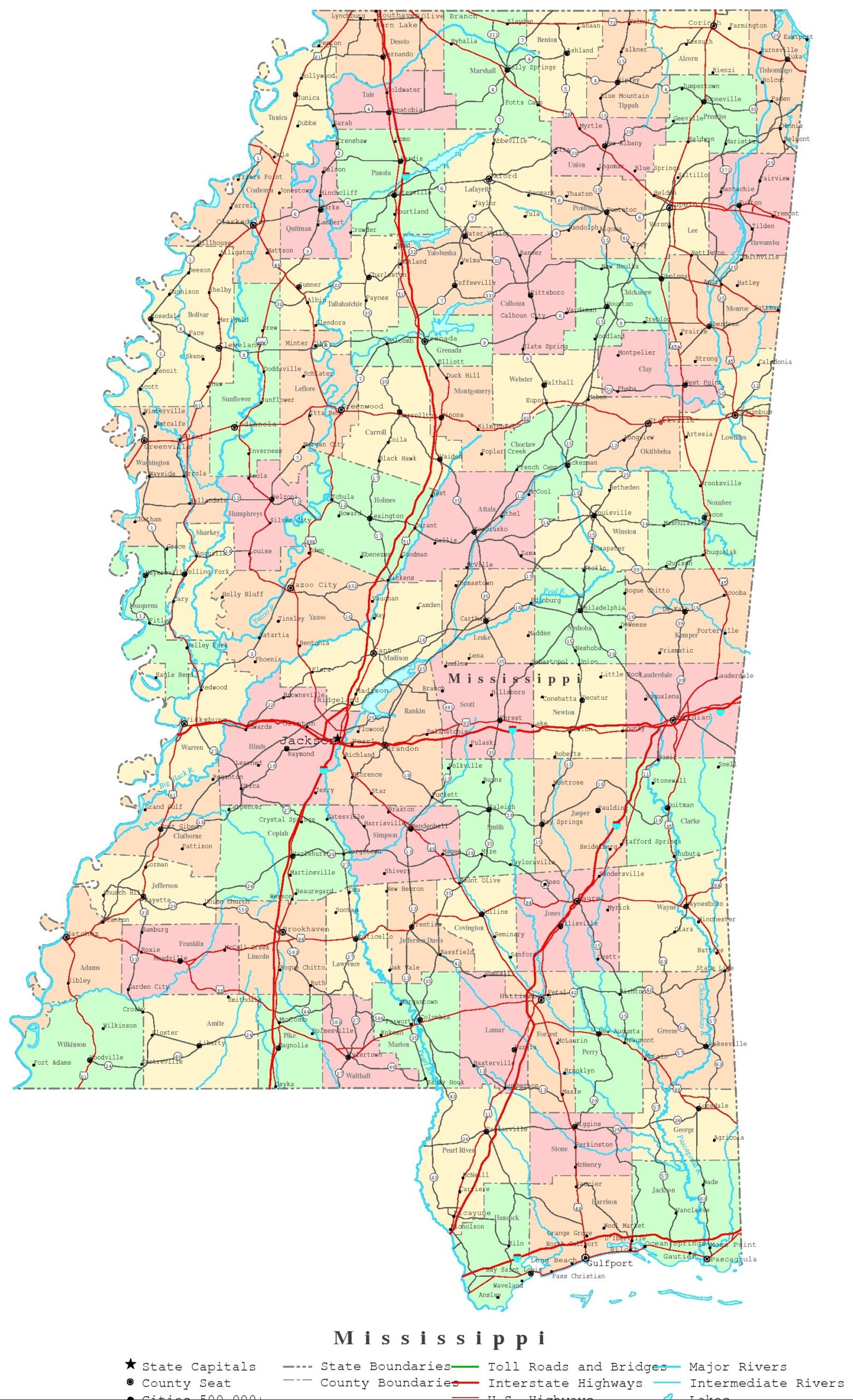 Mississippi Printable Map Mississippi Printable Map
