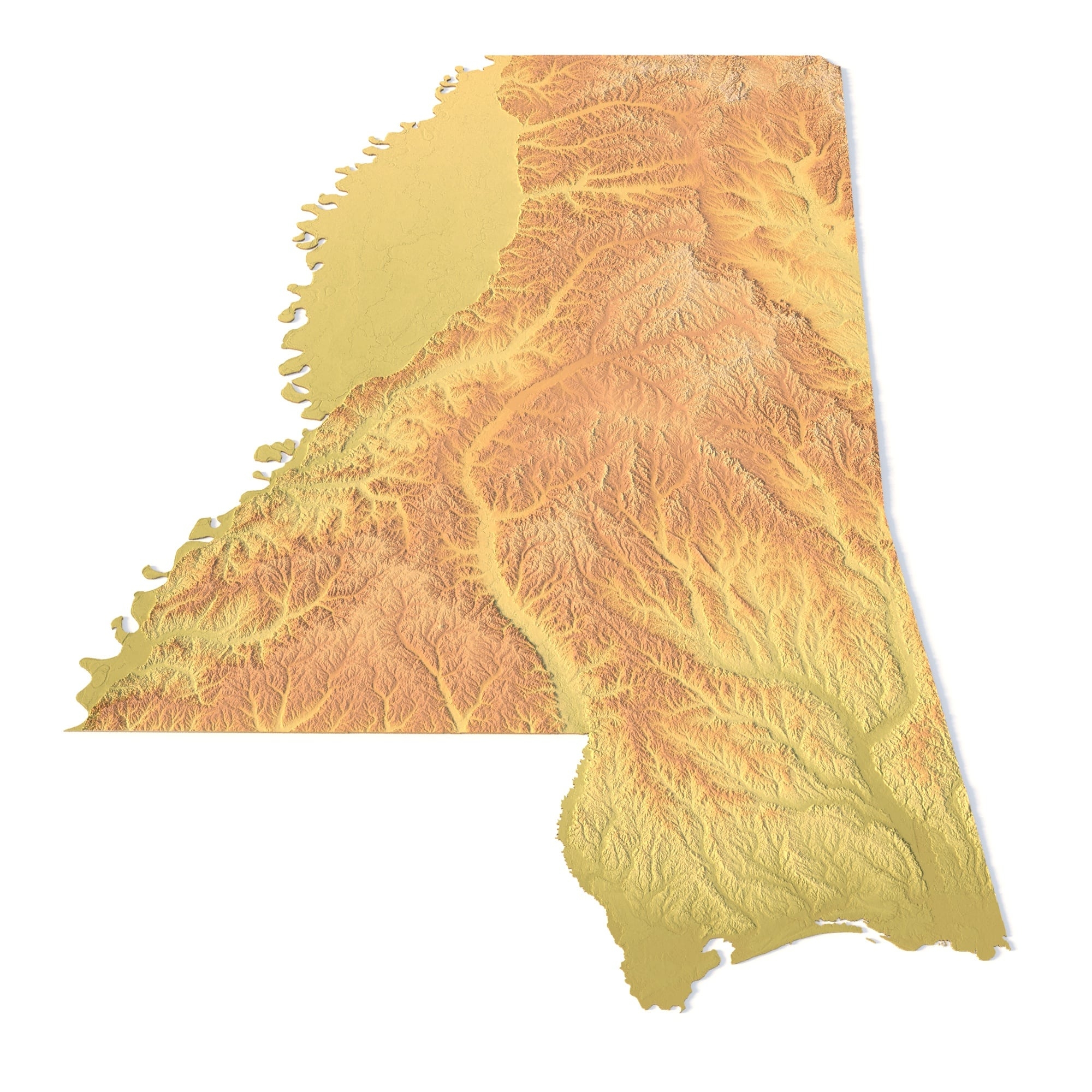 Mississippi Topographic Map STL Model For 3D Printing CNC Mississippi Topographic Map STL Model For 3D Printing CNC