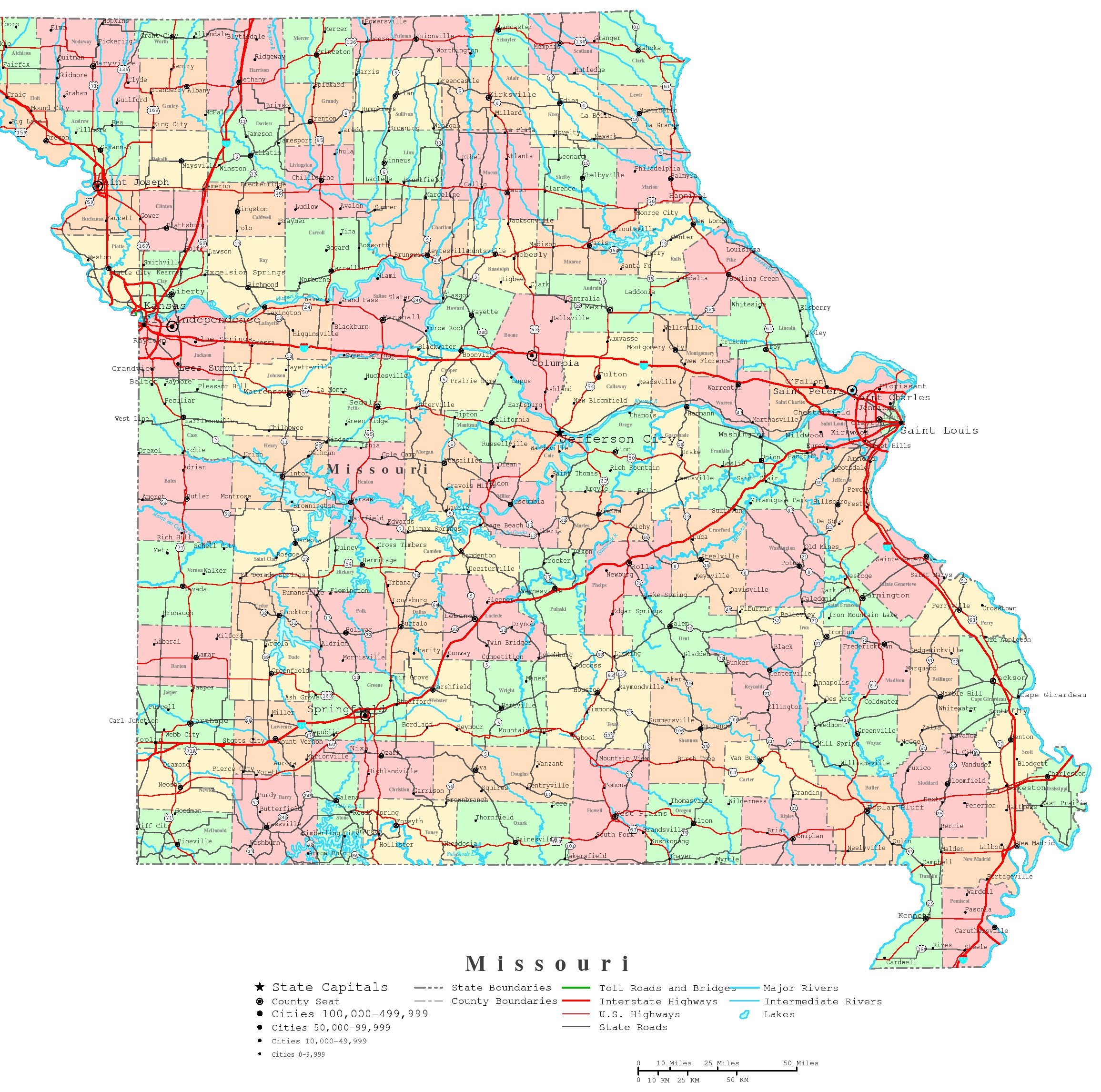 Free Printable Map Missouri