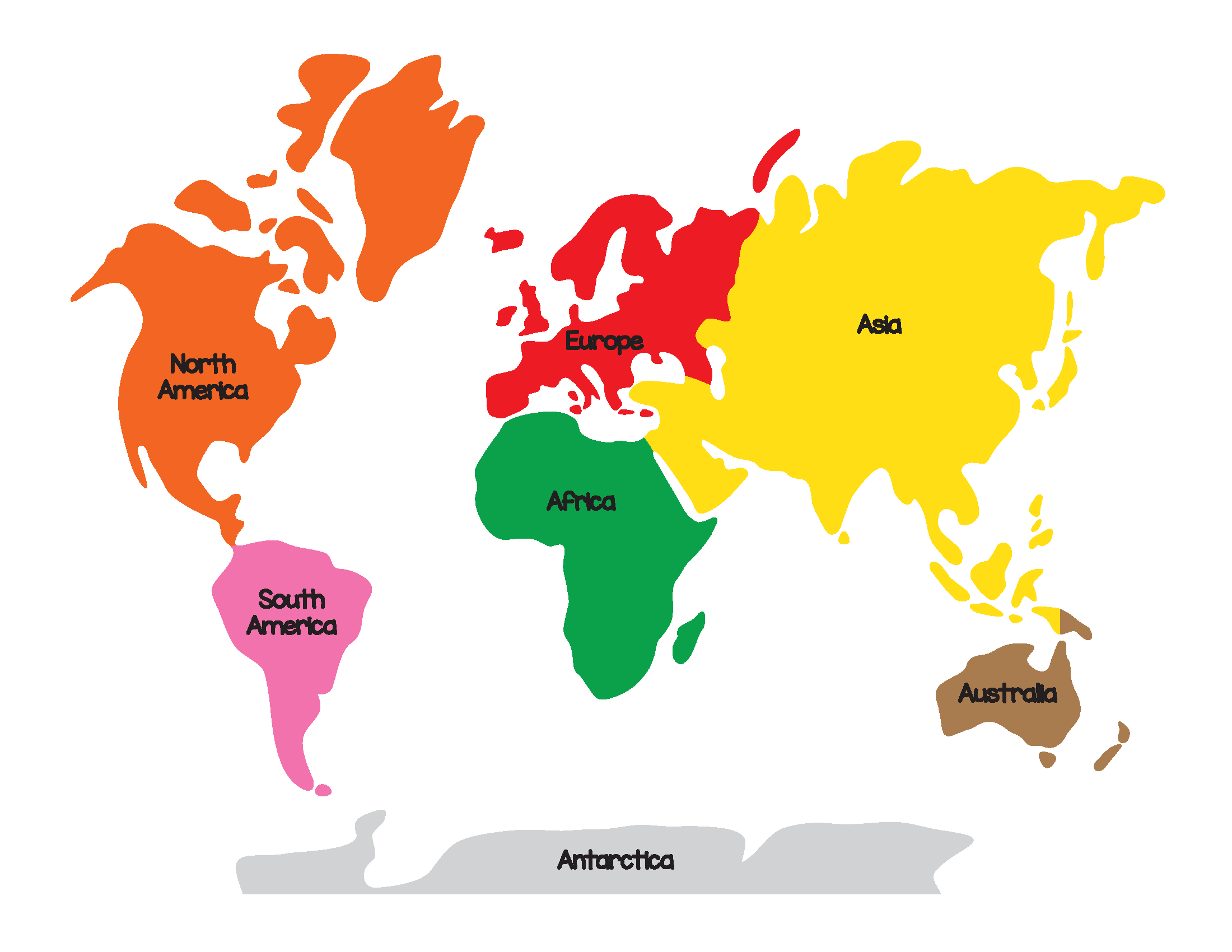 7 Continents Map Printable