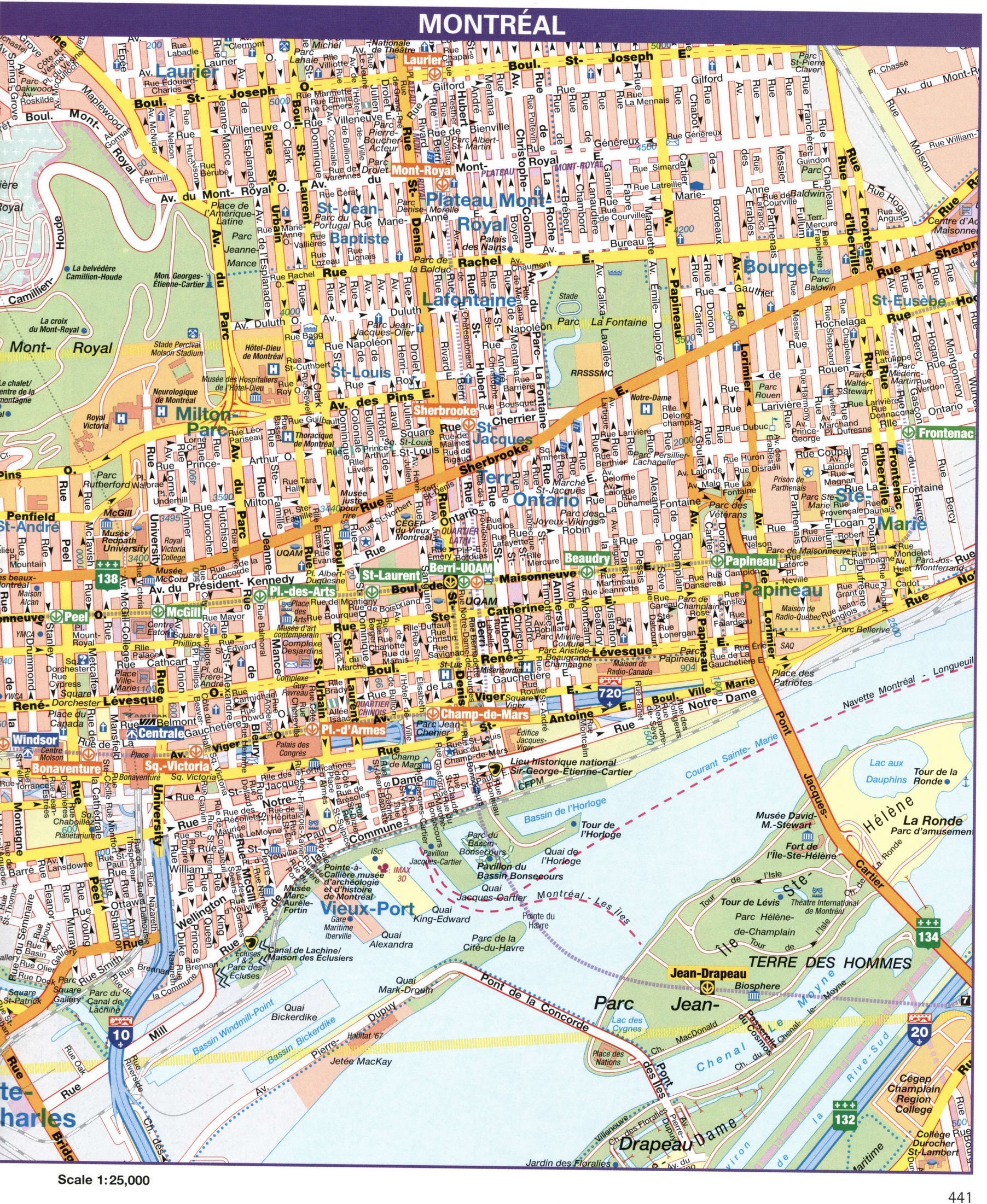 Montreal Canada City Map Large Printable Tourist Map Montreal Downtown