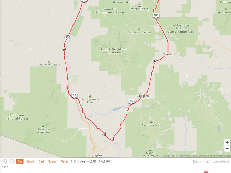 Mt Wrightson Road Loop Cycle Uphill