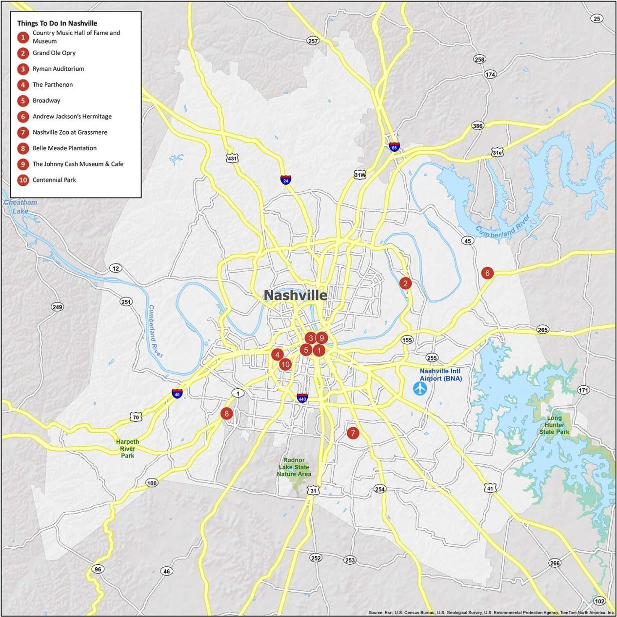 Nashville Map Tennessee GIS Geography