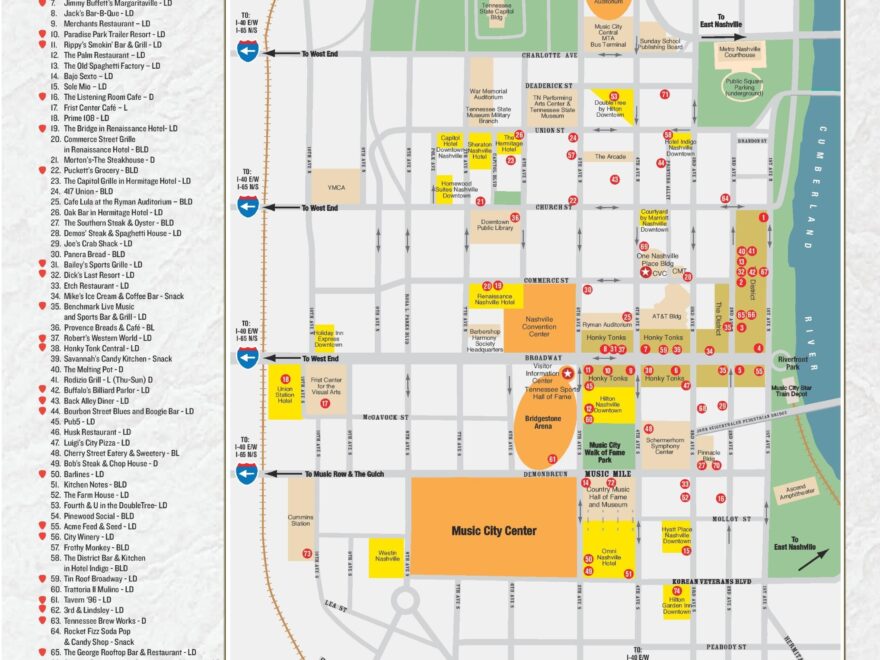 Nashville Restaurant Map Ontheworldmap