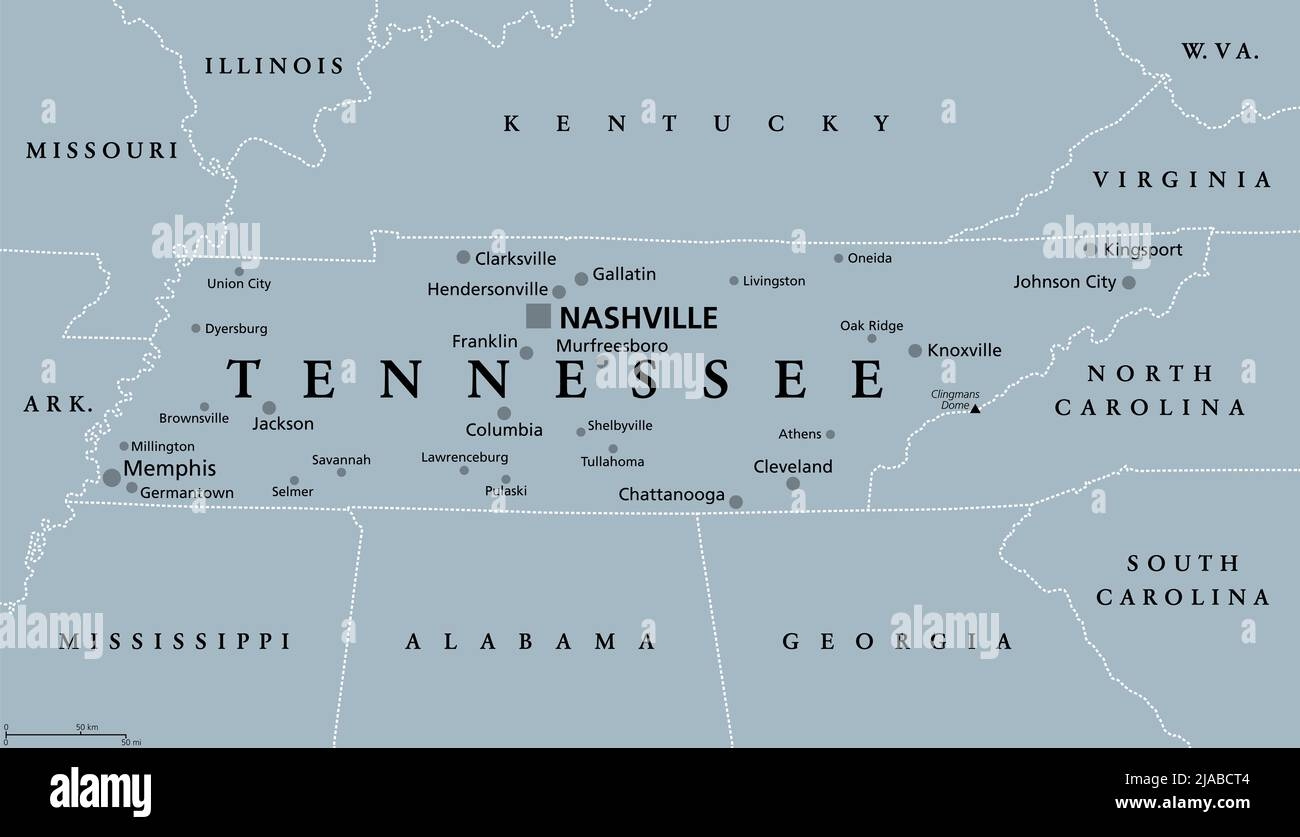 Printable Map Of Tennessee With Cities Simple