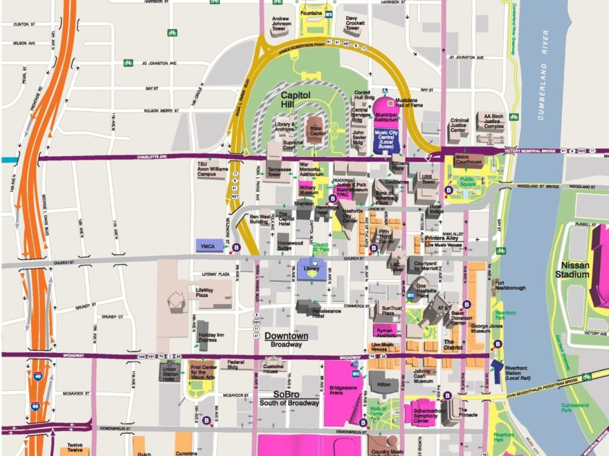 Nashville Tourist Attractions Map Ontheworldmap