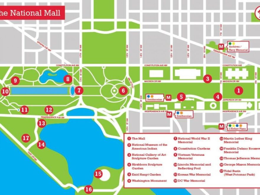 National Mall Parking Map Map Of National Mall Parking District Of Columbia USA