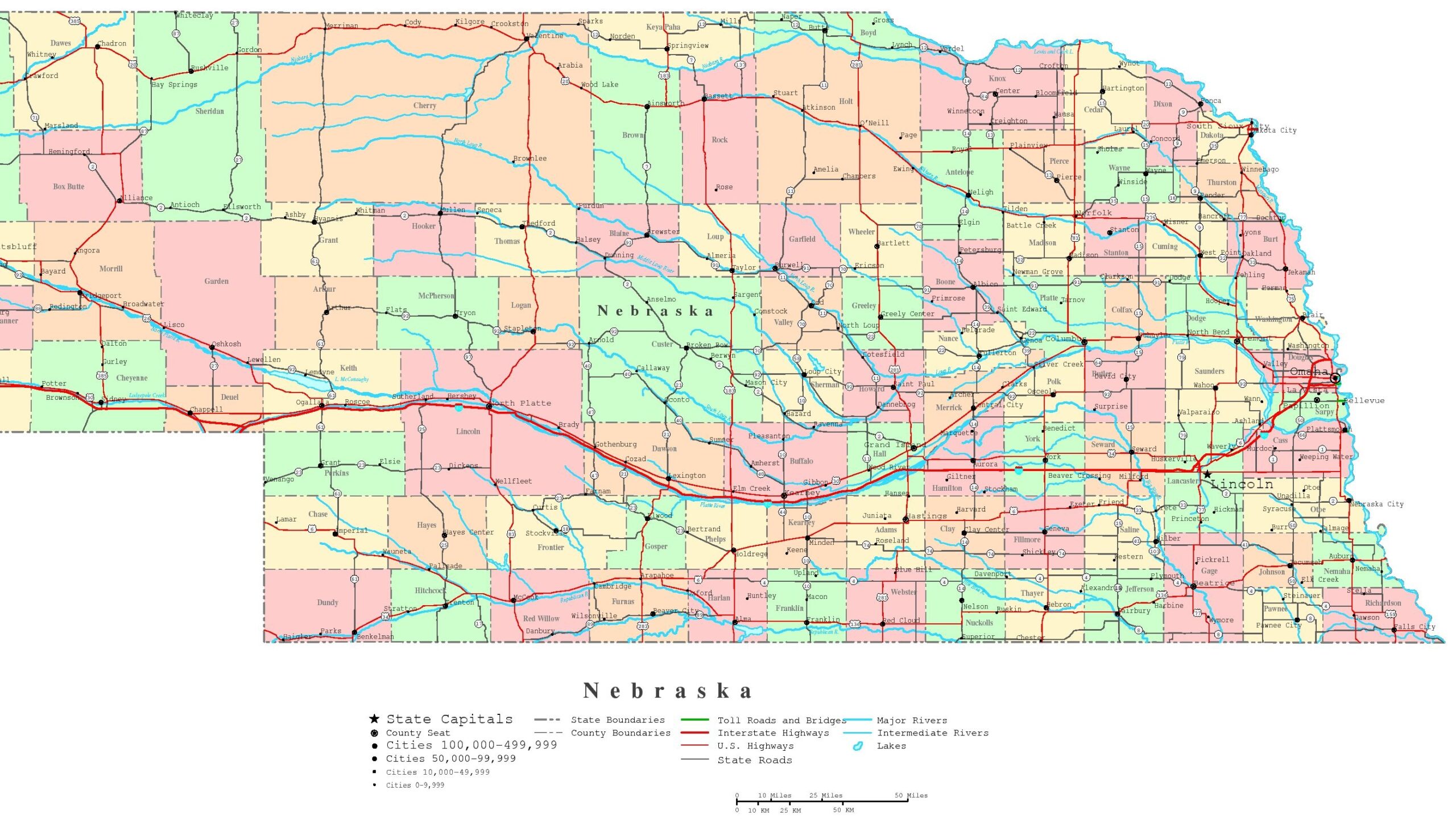 Nebraska County Map Printable