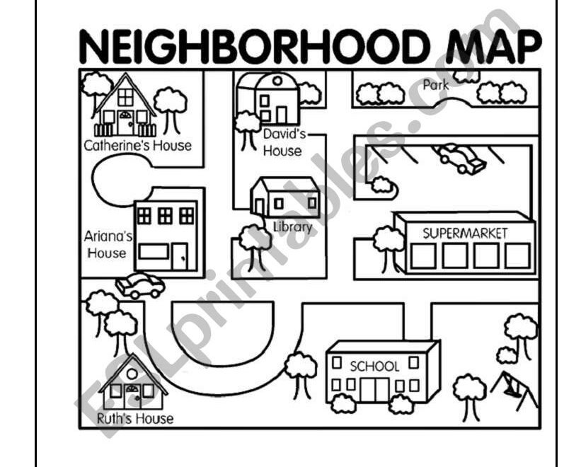 Neighborhood Map ESL Worksheet By Lumanauarabrazil