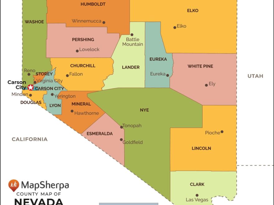 Nevada Counties Map By MapSherpa The Map Shop