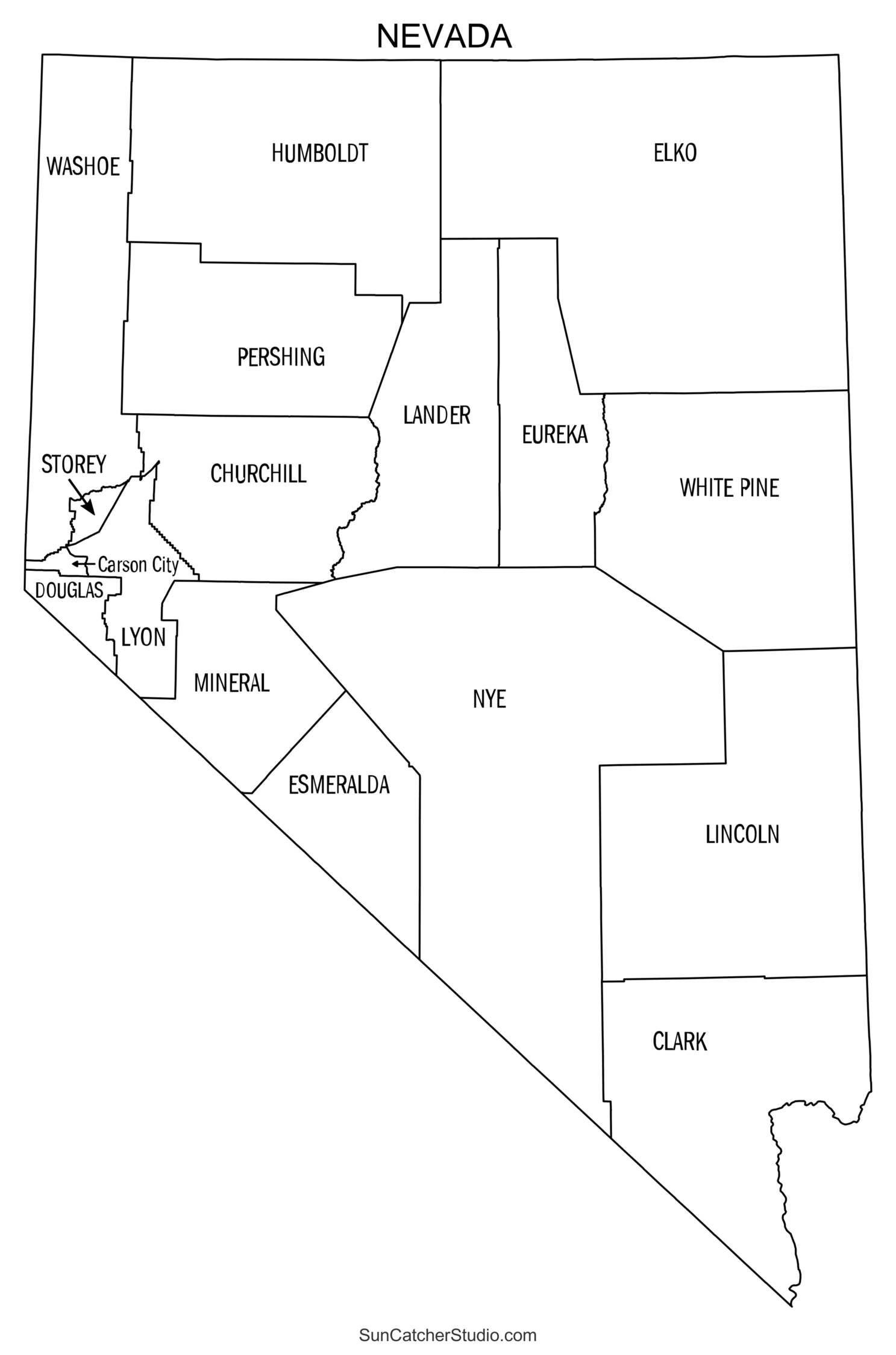 Nevada County Map Printable State Map With County Lines Free Printables Monograms Design Tools Patterns DIY Projects