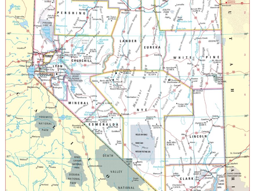 Nevada State Wall Map Large Print Poster 24 x30 Etsy Denmark