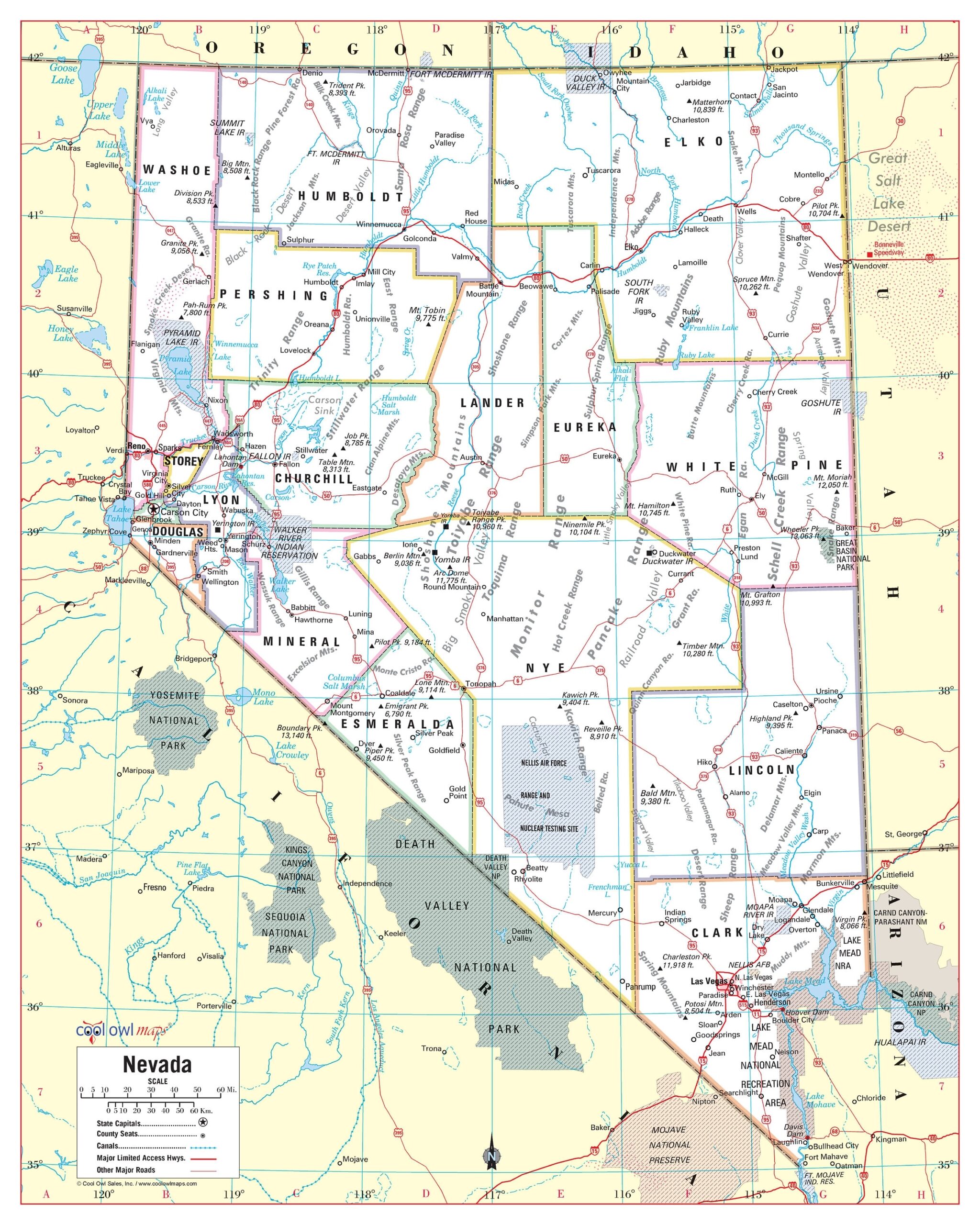 Nevada State Wall Map Large Print Poster 24 x30 Etsy Denmark