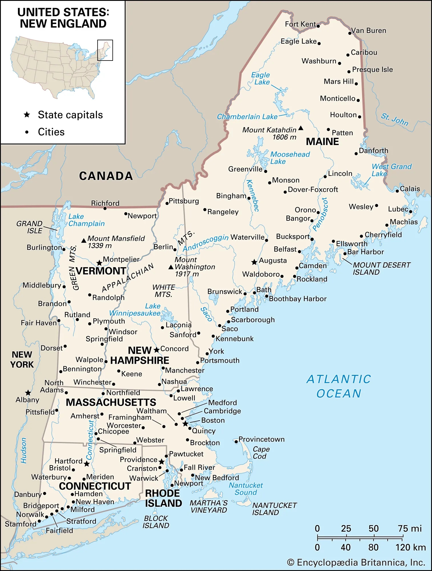 New England Colonies Printable Map
