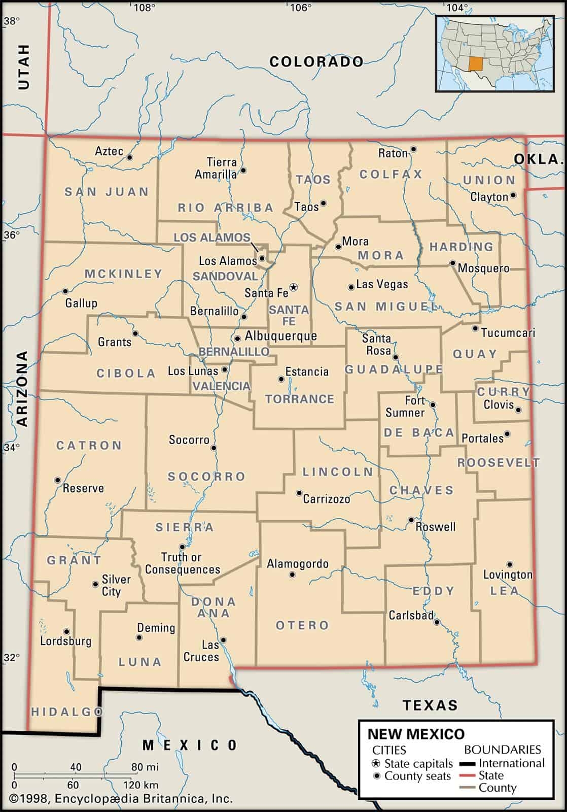 Lined New Mexico Map Printable