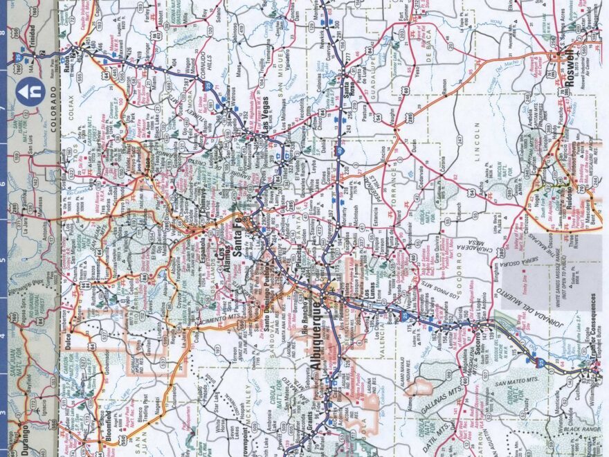 New Mexico Detailed Roads Map With Cities And Highways Free Printable Road Map