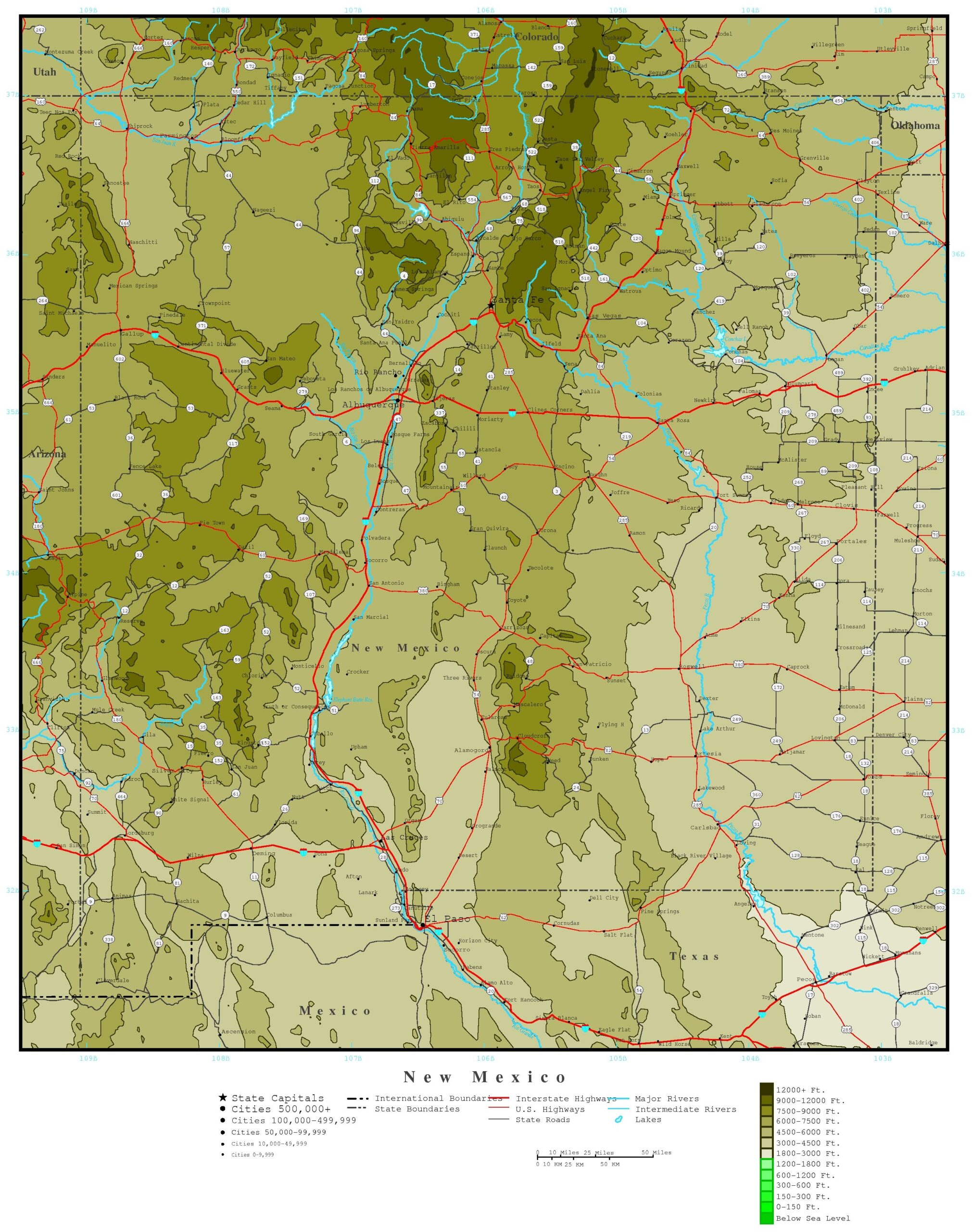 New Mexico Elevation Map
