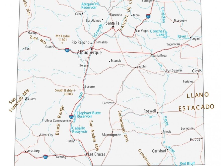 New Mexico Map Cities And Roads GIS Geography