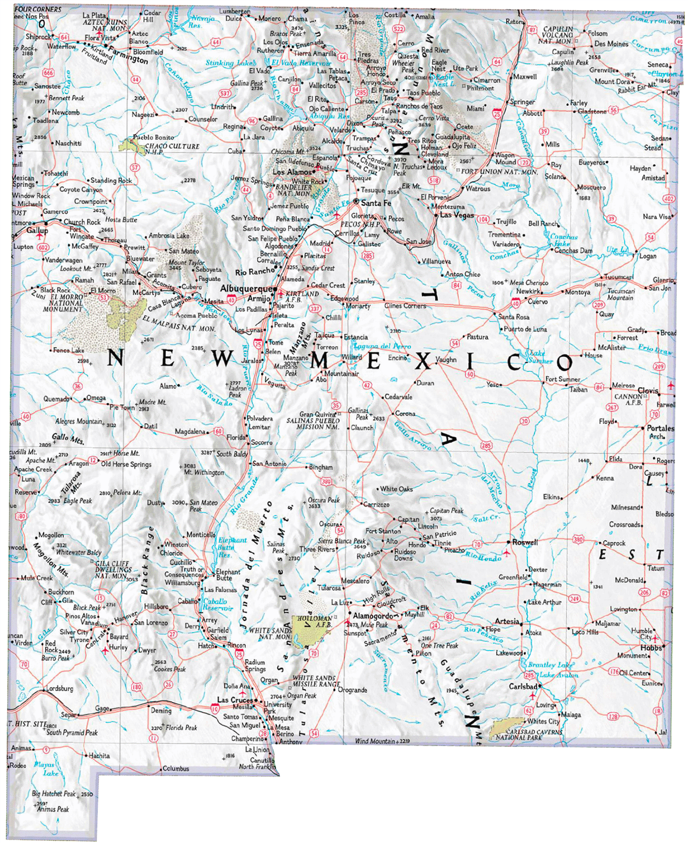 Printable Map Of New Mexica Andcolorado