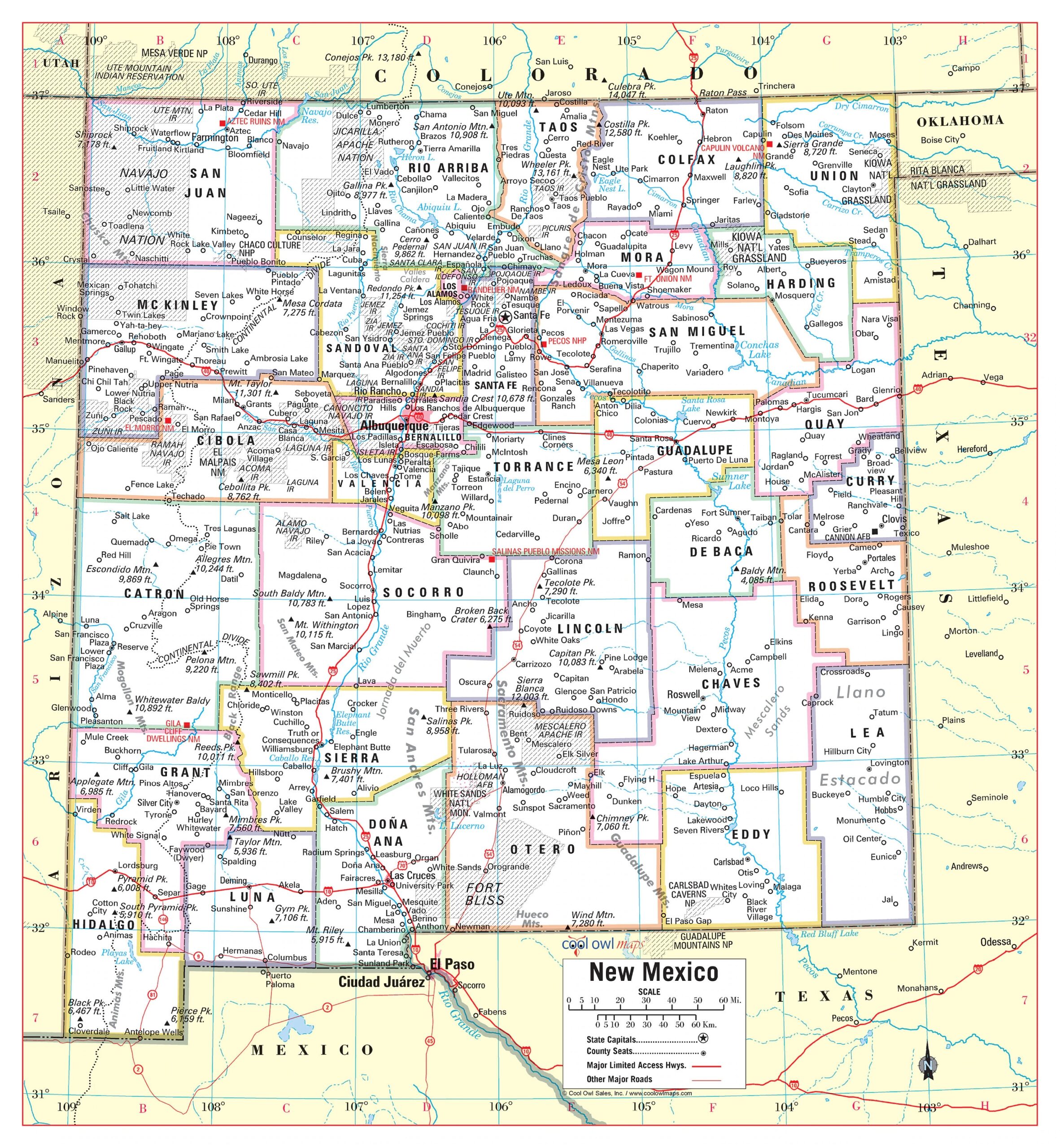 Printable Map Of New Mexico And Colorado