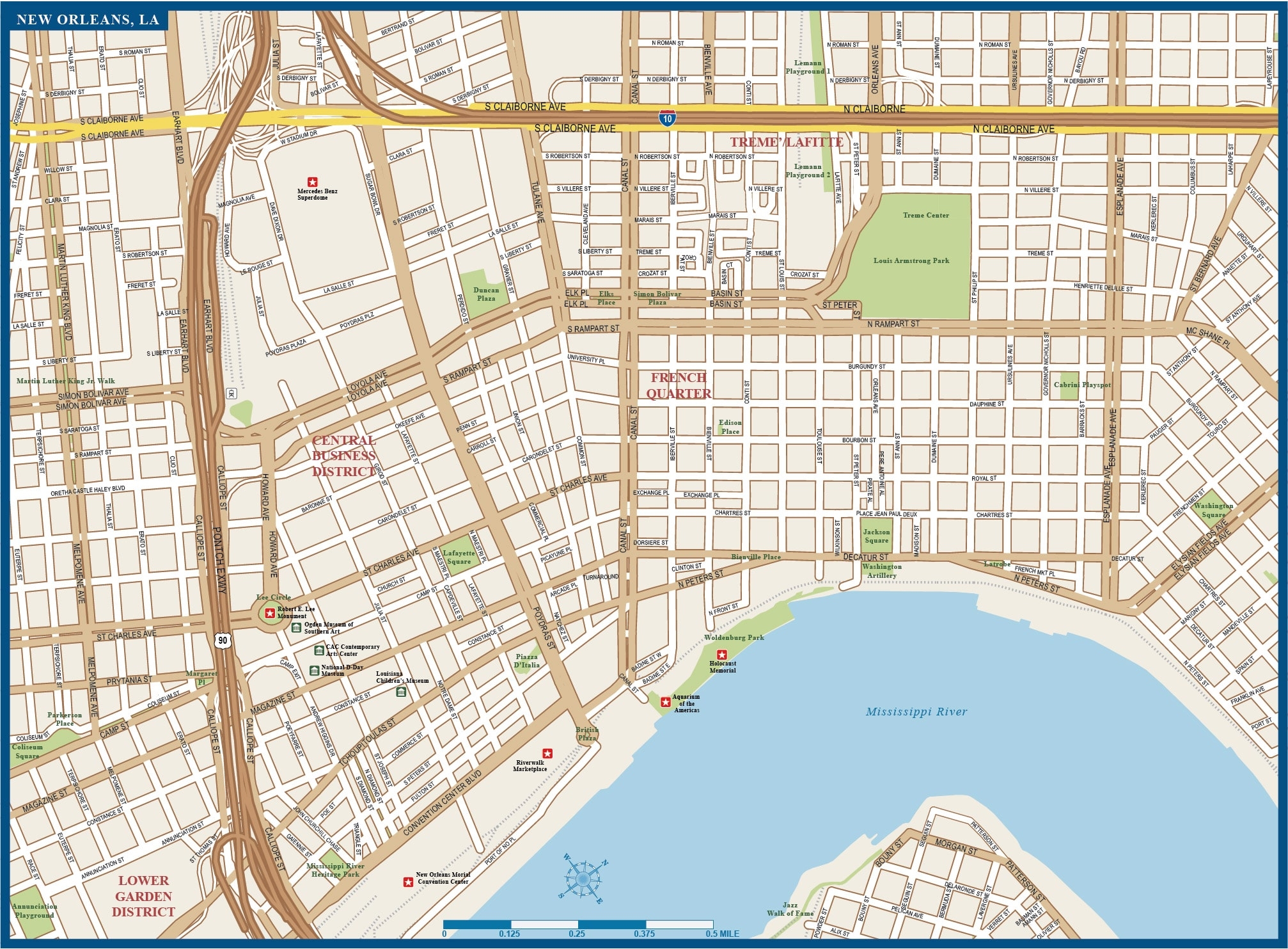Printable Street Map Of New Orleans Louisiana