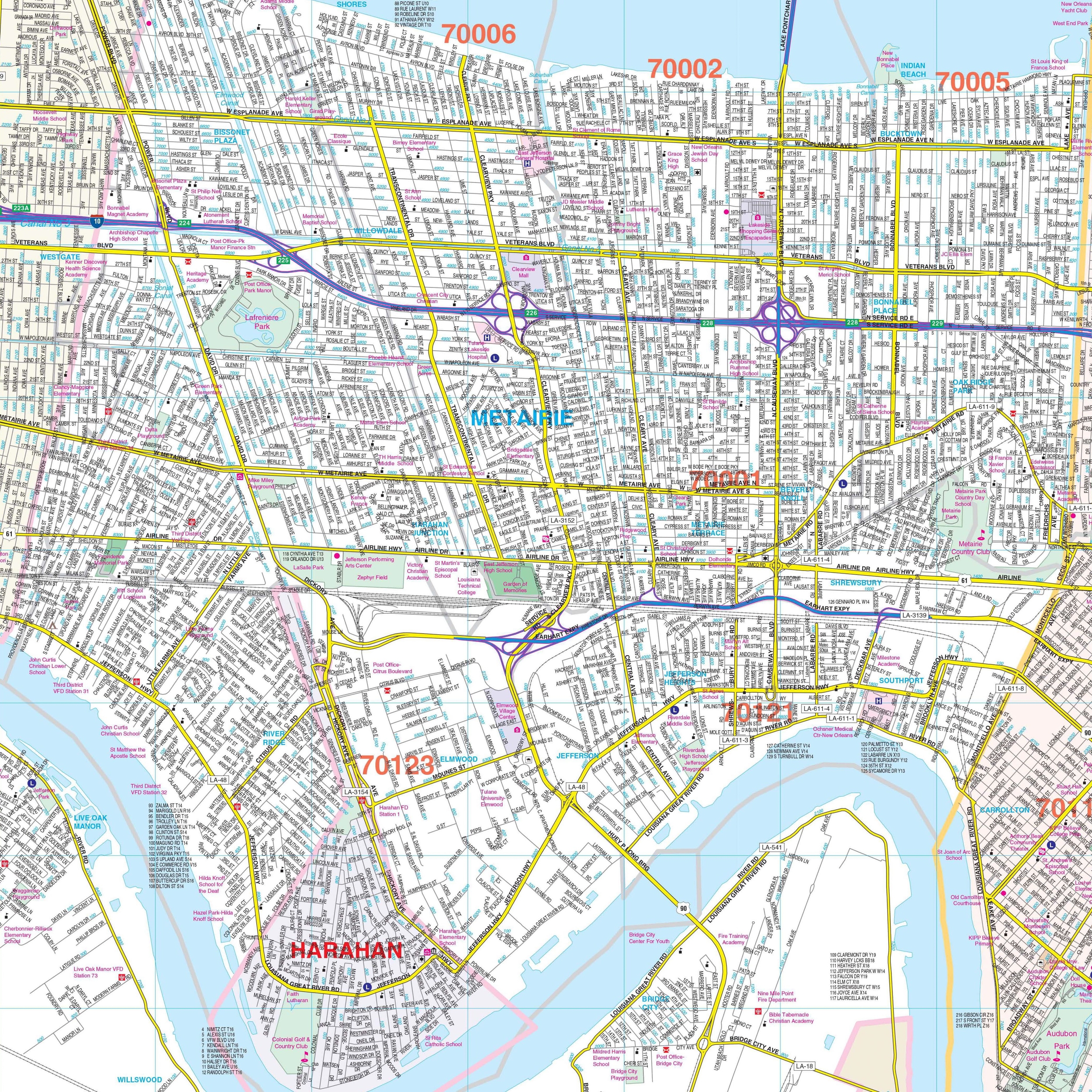 New Orleans LA Wall Map By Kappa The Map Shop