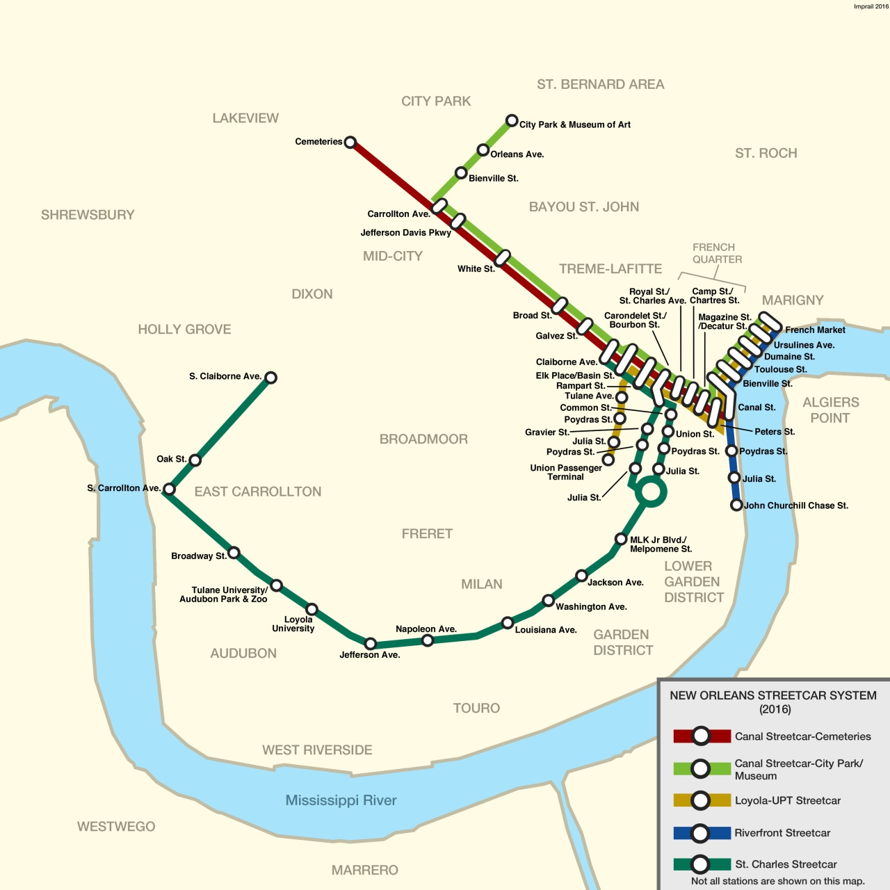 New Orleans Streetcar Map as Of September 2016 imprail On Tumblr