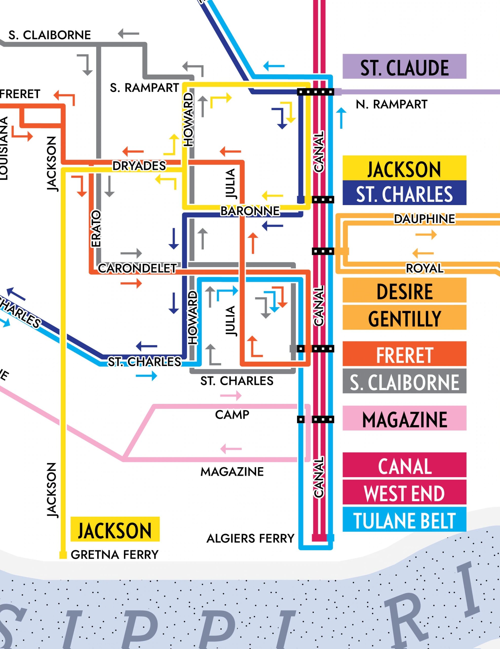 New Orleans Streetcar Routes Map Printable
