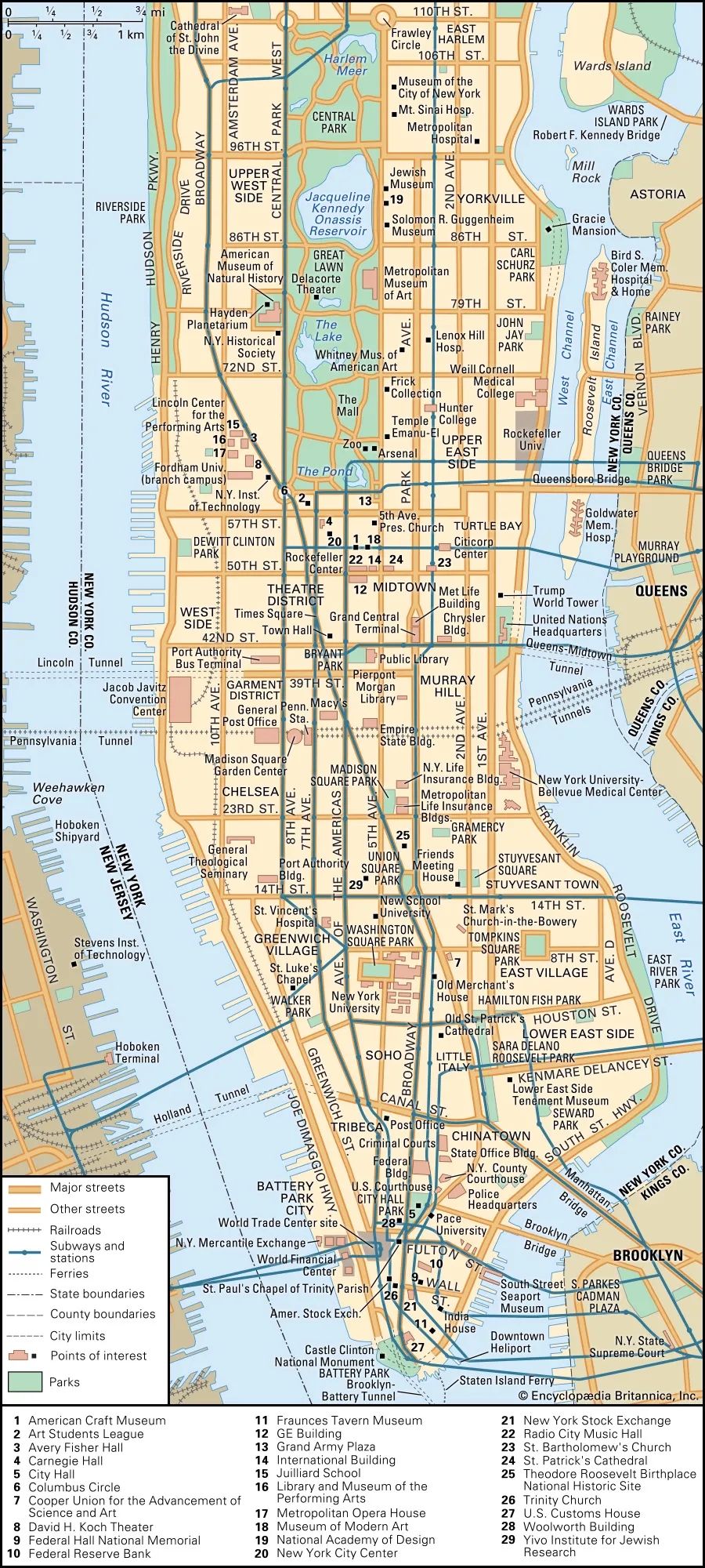 New York Walking Map Printable Table