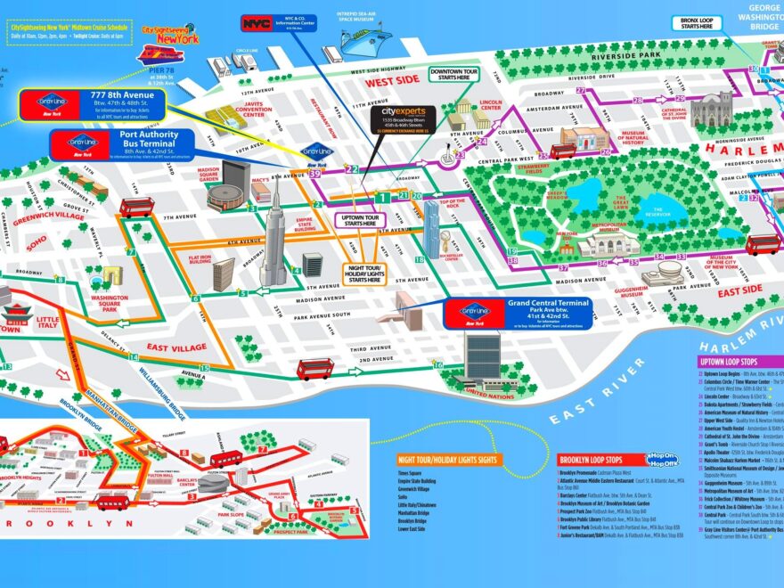 New York City Tourist Routes Map Ontheworldmap