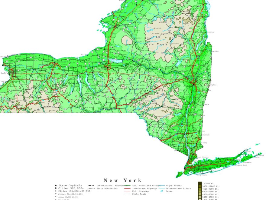 New York Contour Map