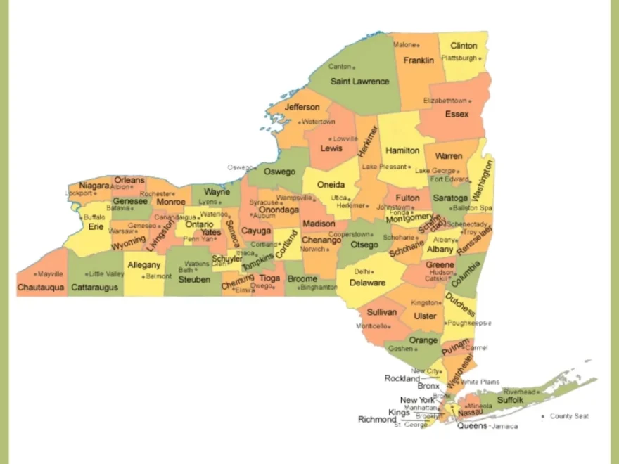 New York County Map Map Of NY Counties And Cities