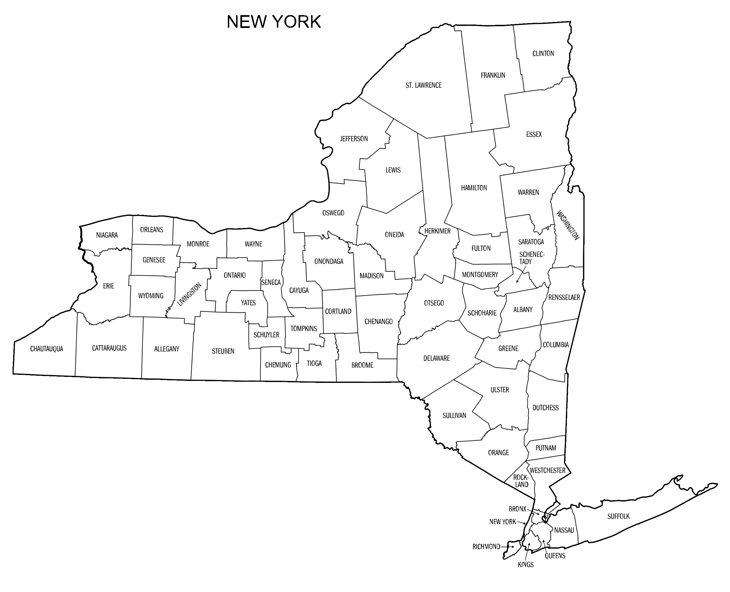 New York County Map Printable