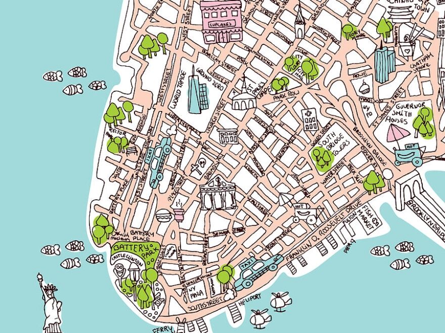 New York Manhattan Illustrated Map By Little Smilemakers Studio Worksheets Library